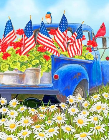 Pickup Truck Flower Garden Paint By Numbers