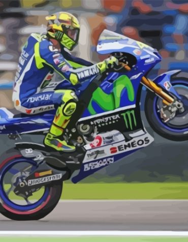 Valentino Rossi Blue Motorcycle Paint By Numbers