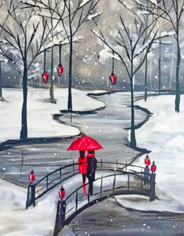 Vancouver Winter Red Umbrella Paint By Numbers