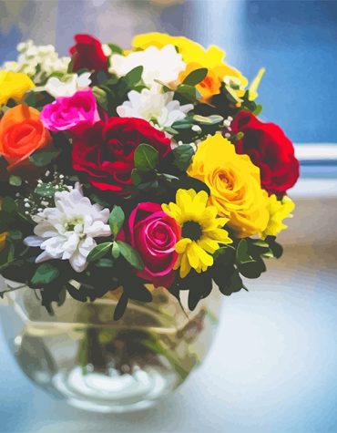 Beautiful Roses in Vase Paint By Numbers