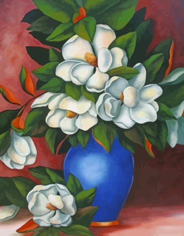Blue Magnolia Vases Paint By Numbers
