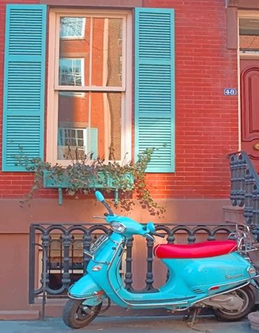 Turquoise Vespa Scooter Paint By Numbers