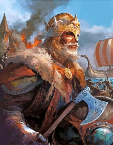 Viking Warrior King Painting Template