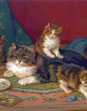 Vintage Cats on Persian Rug Paint By Numbers
