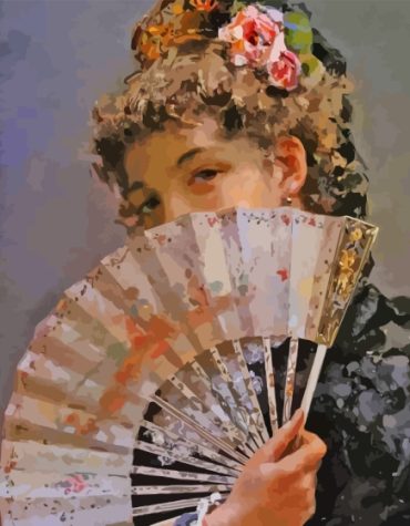 Vintage Woman With Fan Paint By Numbers