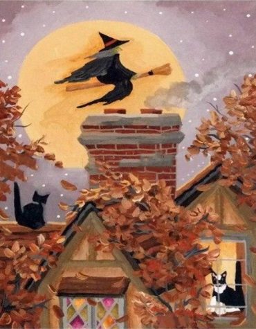 Vintage Witch Halloween Paint By Numbers
