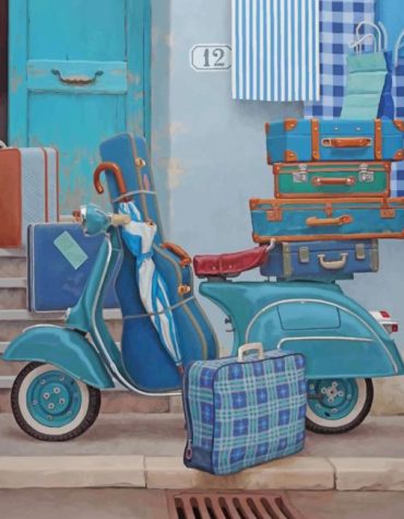 Vintage Vespa and Bags Paint By Numbers