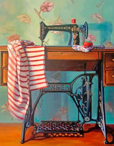 Vintage Aesthetic Sewing Machine Paint By Numbers