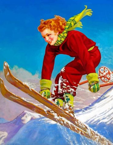 Vintage Skiing Woman Paint By Numbers