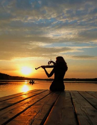 Violinist Silhouette Girl Paint By Numbers