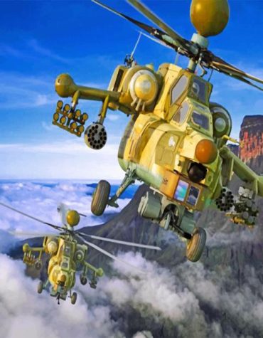 Combat Helicopter Engines Paint By Numbers
