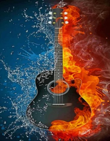 Water and Fire Guitar Paint By Numbers