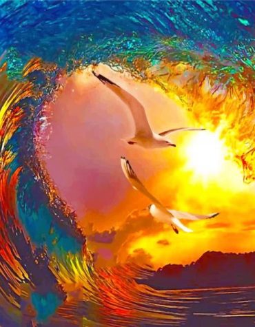 Sunset Wave Beach Paint By Numbers