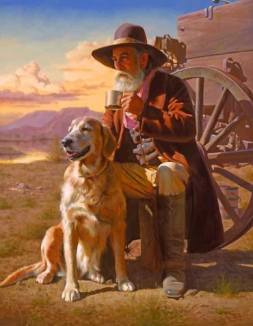 Western Cowboy And Dog Paint By Numbers