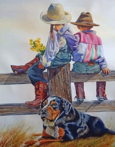 Western Dog Siblings Paint By Numbers