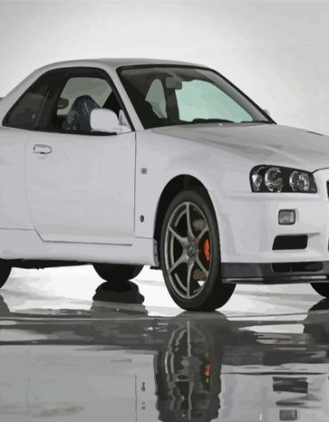 White Nissan Gtr R34 Car Paint By Numbers