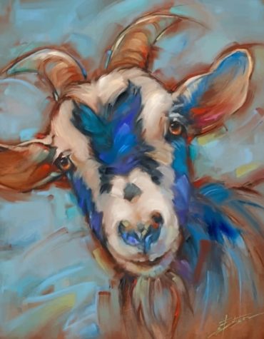 Blue and White Goat Vintage Paint By Numbers