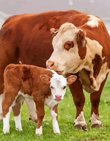 Brown and White Cow Designs Paint By Numbers