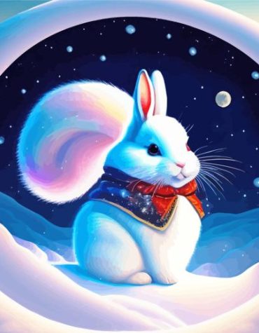 White Rabbit Snow Scene Paint By Numbers