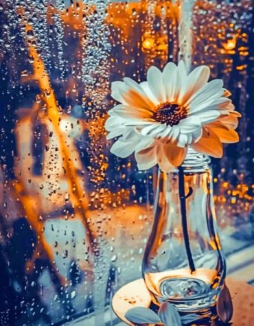 White Bloom Vase Art Paint By Numbers