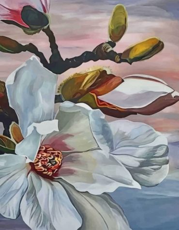 White Floral Elegance Paint By Numbers