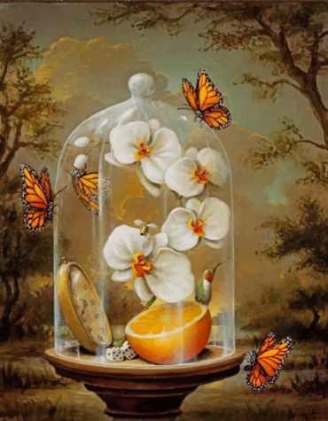 Monarch Butterfly and Orchid Paint By Numbers