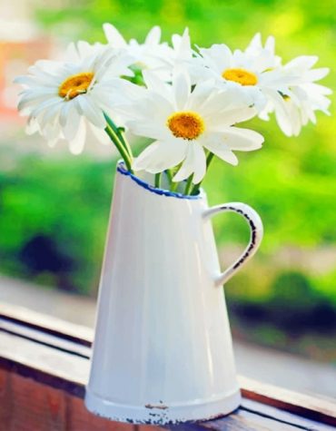 White Flowers Vase Paint By Numbers
