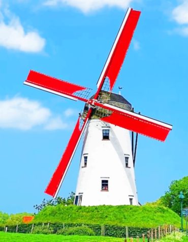 Scenic White Windmill Paint By Numbers