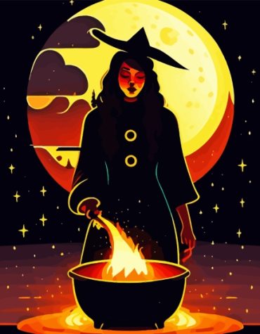 Witchy Cartoon Moon Paint By Numbers