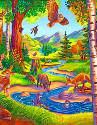 Wild Animals Illustration Paint By Numbers