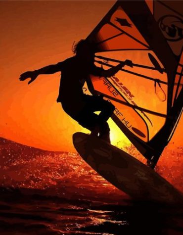 Windsurfer Sunset Scene Paint By Numbers