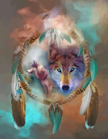 Majestic Wolf with Dreamcatcher Paint By Numbers