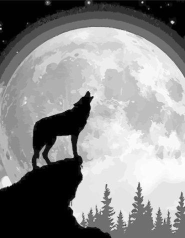Wolf and Moon Paint By Numbers