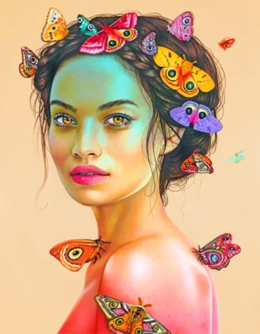 Beautiful Woman and Butterfly Paint By Numbers