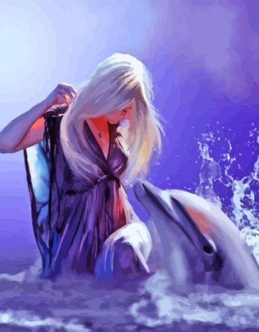Woman and Dolphin Serenity Paint By Numbers