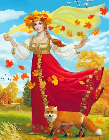 Woman and Fox Serenity Paint By Numbers