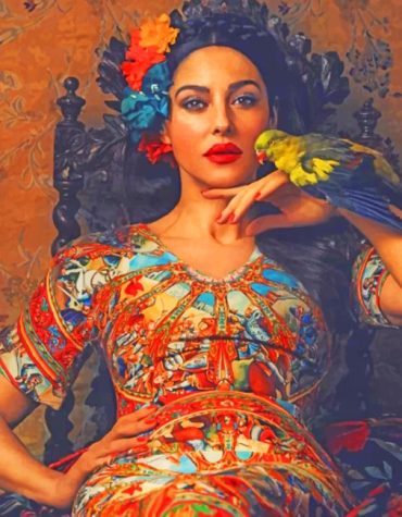 Vintage Woman and Parrot Paint By Numbers
