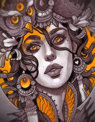 Woman and Owl Artistry Paint By Numbers