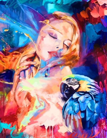 Woman and Parrot Fantasy Paint By Numbers