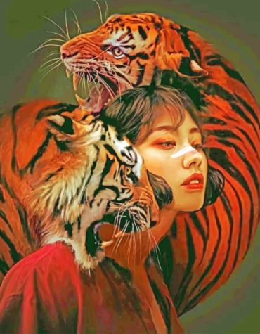 Woman and Tiger Scene Paint By Numbers