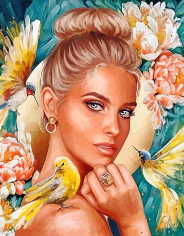 Woman Hummingbird Scene Paint By Numbers