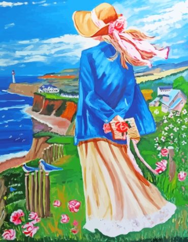 Woman with Umbrella in the Rain Paint By Numbers