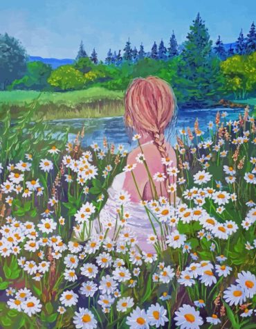 Woman with Daisies Paint By Numbers