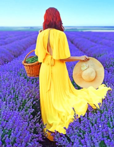 Woman in Lavender Landscape Paint By Numbers