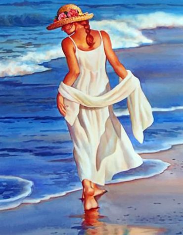 Vintage Beach Scene Women Paint By Numbers