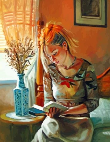 Vintage Woman Reading Paint By Numbers