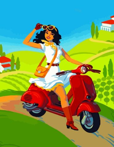 Woman on Motorcycle Adventure Paint By Numbers