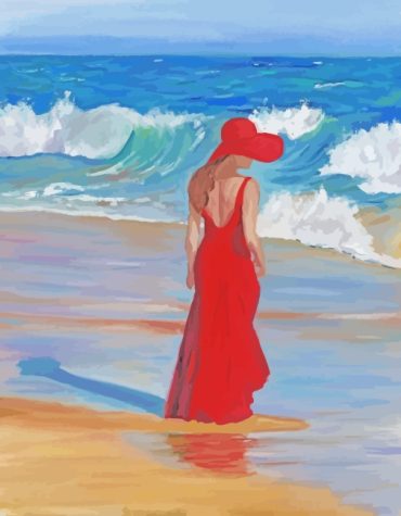 Red Beach Lady Paint By Numbers