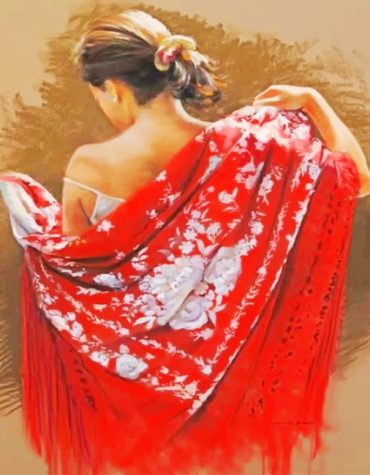 Lady in Red Paint By Numbers