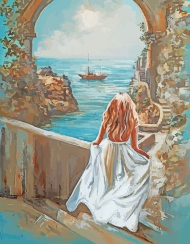 Elegant White Dress Woman Paint By Numbers